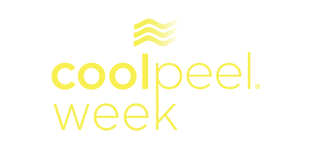 Coolpeel Week yellow logo with wavy icon with text - April 7-13 2025, powered exclusively by Tetra PRO &amp; Helix