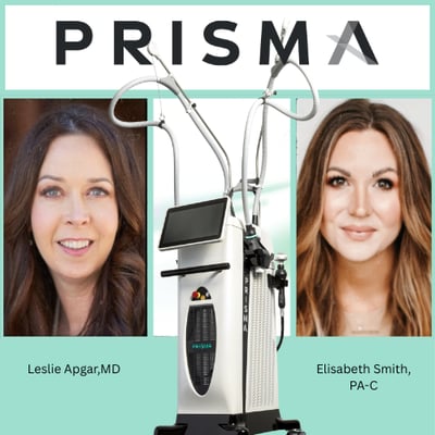 Prisma logo with headshots of Leslie Apgar and Elisabeth Smith