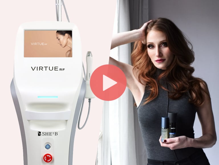 Christine Gerena headshot with Virtue RF device