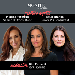 headshot of Kim Pezzetti, EVP, IGNITE; Melissa Peterson, Sr. PD Consultant; and Kelci Sharick, Sr. PD Consultant + Masterclass Coach 