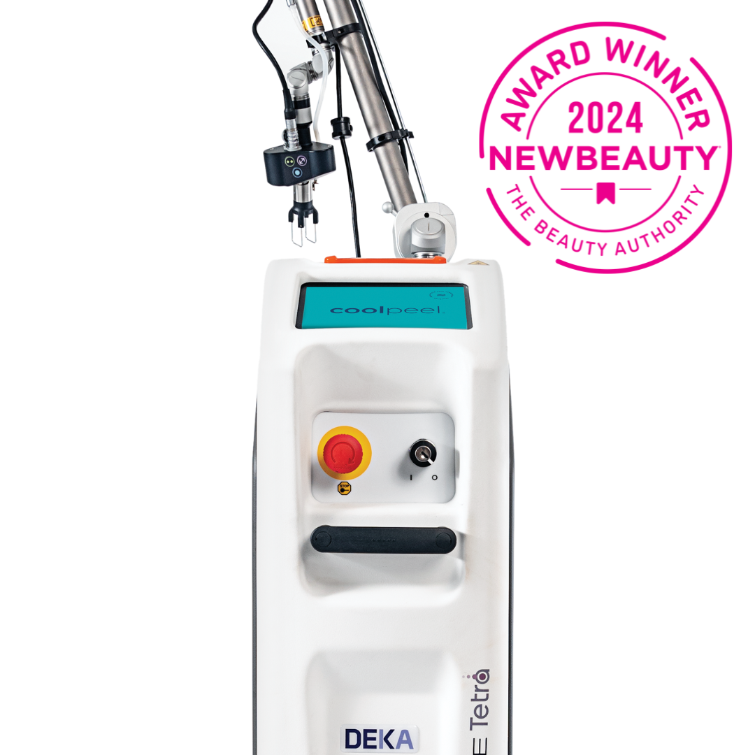 Cool Peel machine in bright lit room with text badge - Award Winning 2024 New Beauty 