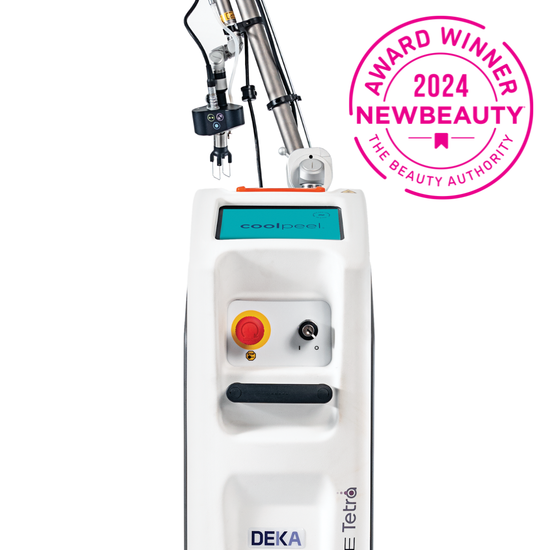 Cool Peel machine in bright lit room with text badge - Award Winning 2024 New Beauty Cool Peel machine in bright lit room with text badge - Award Winning 2024 New Beauty