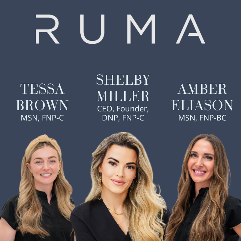 headshot of Shelby Miller, DNP, FNP-C, Amber Eliason, MSN, FNP-BC, and Tessa Brown, MSN, FNP-C 