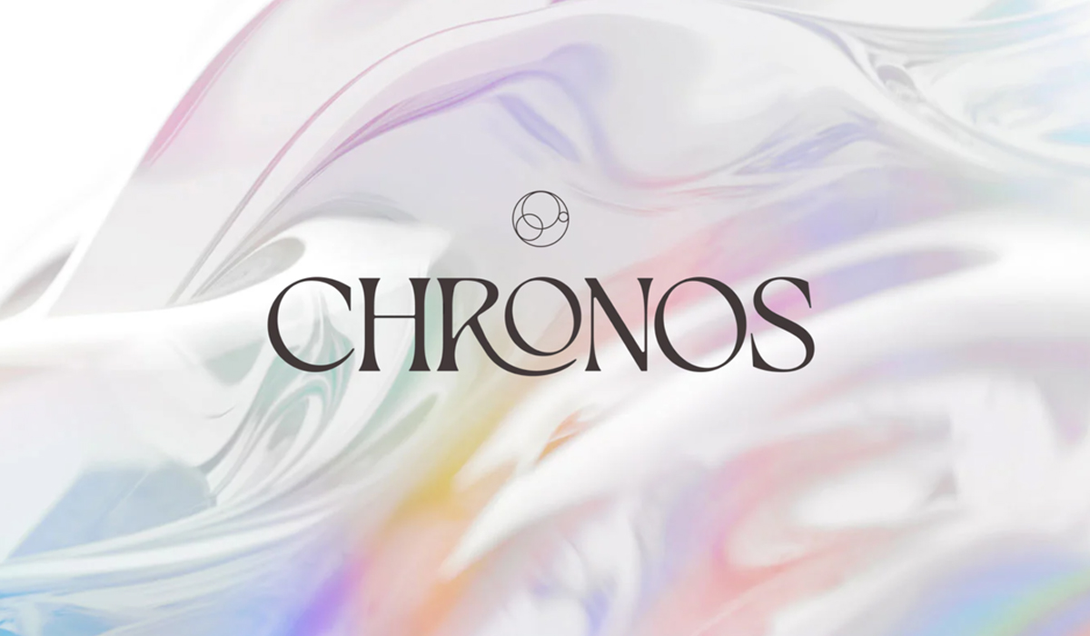 Colorful wavy background with Chronos logo on top