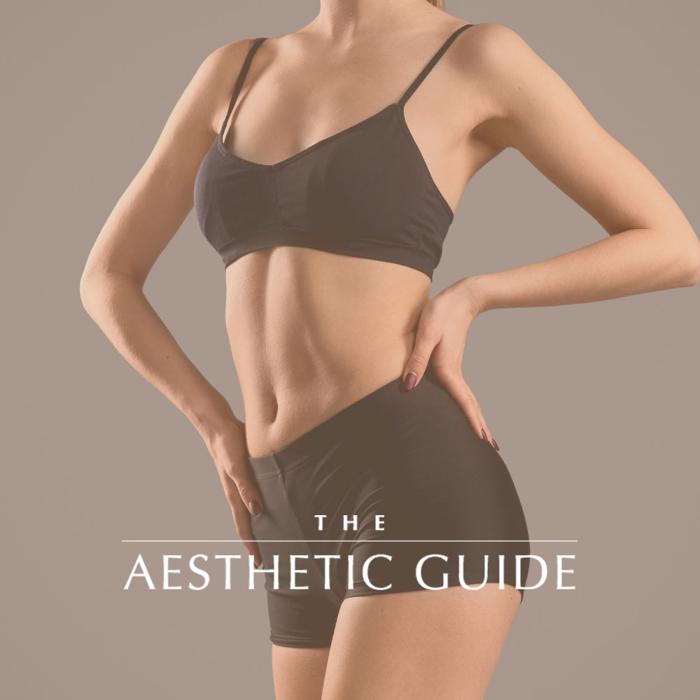 fit woman posing and the aesthetic guide logo