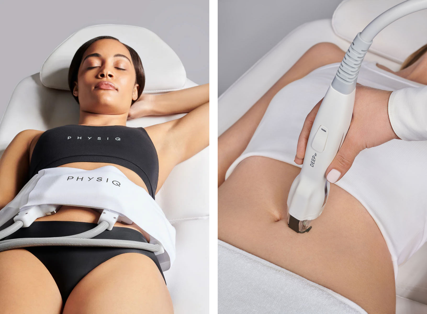 woman getting physiq treatment and virtue-rf treatment